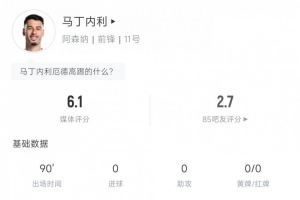误入高端局❓️马丁内利2失良机0过人 传球成功率60%  全场最差？