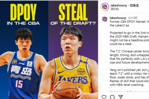 👀湖媒赞美杨瀚森：完美契合湖人 或成球队次轮的意外之喜
